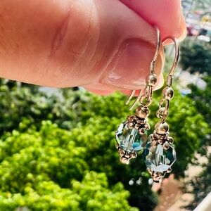 Elegant Blue Swarovski Crystal and Sterling Silver Earrings